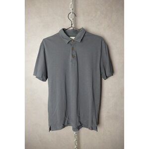 Faherty Sunwashed Organic Cotton Gray Short Sleeve Polo Shirt Mens Medium